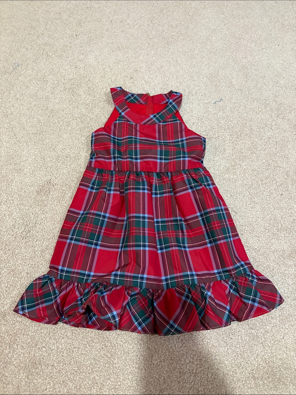 Toddler Red Plaid Ruffle Hem Holiday Dress